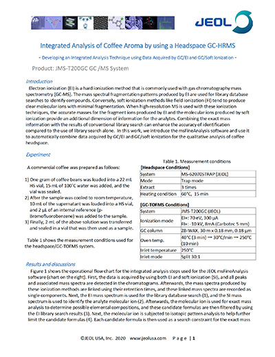 Integrated Analysis of Coffee Aroma by using a Headspace GC-HRMS - MSTips 280